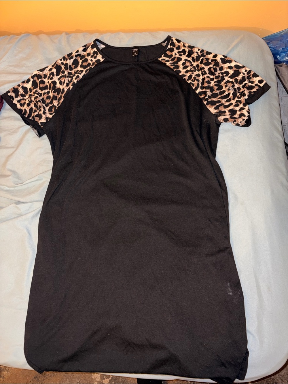 Black Dress with Leopard Raglan Sleeves